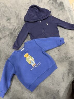 Ralph Lauren Kids Navy Zip Hoodie and Bright Blue Polo Bear Sweatshirt